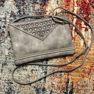 Women's Grey Crossbody Bag with Stud Accent